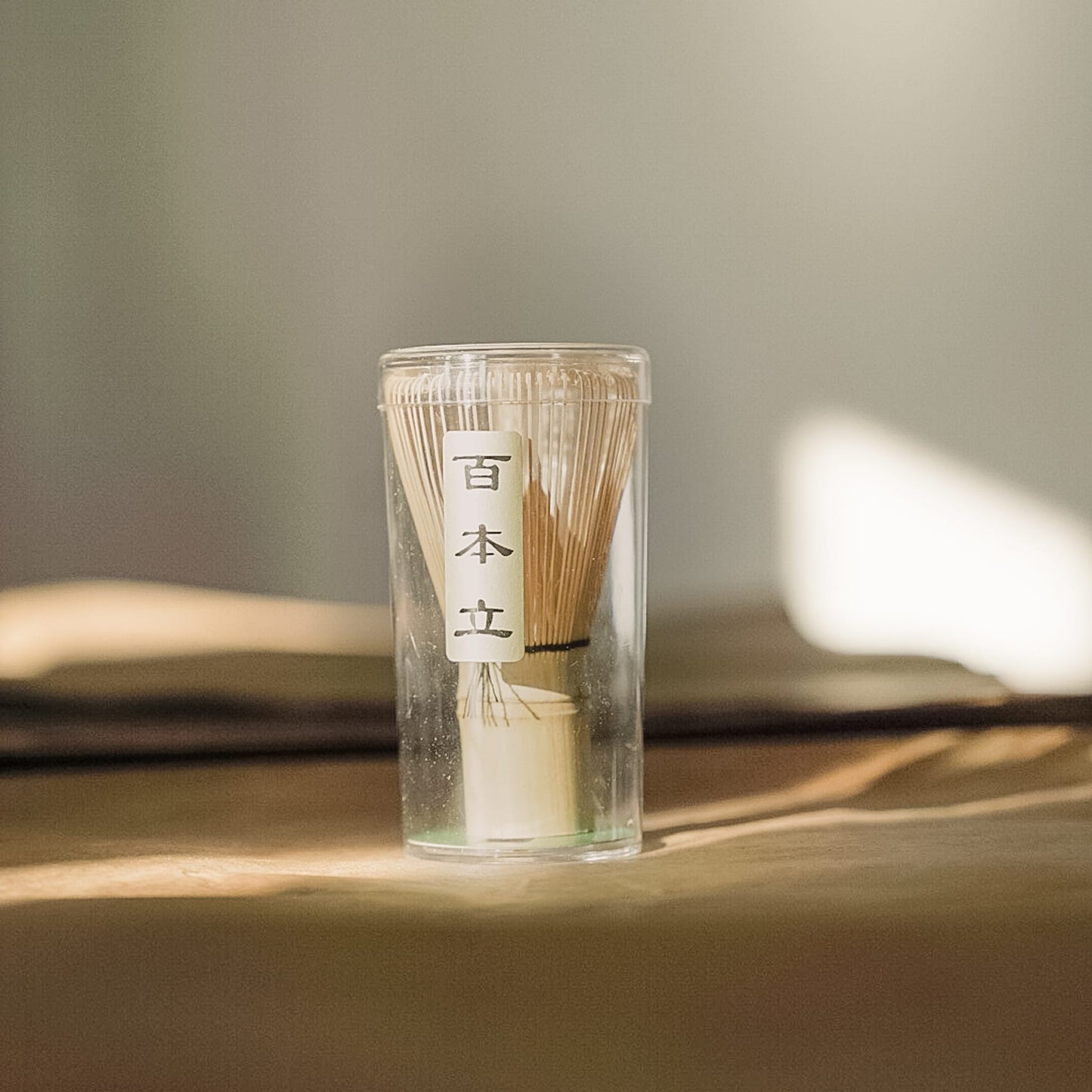 An authentic bamboo Japanese matcha whisk.