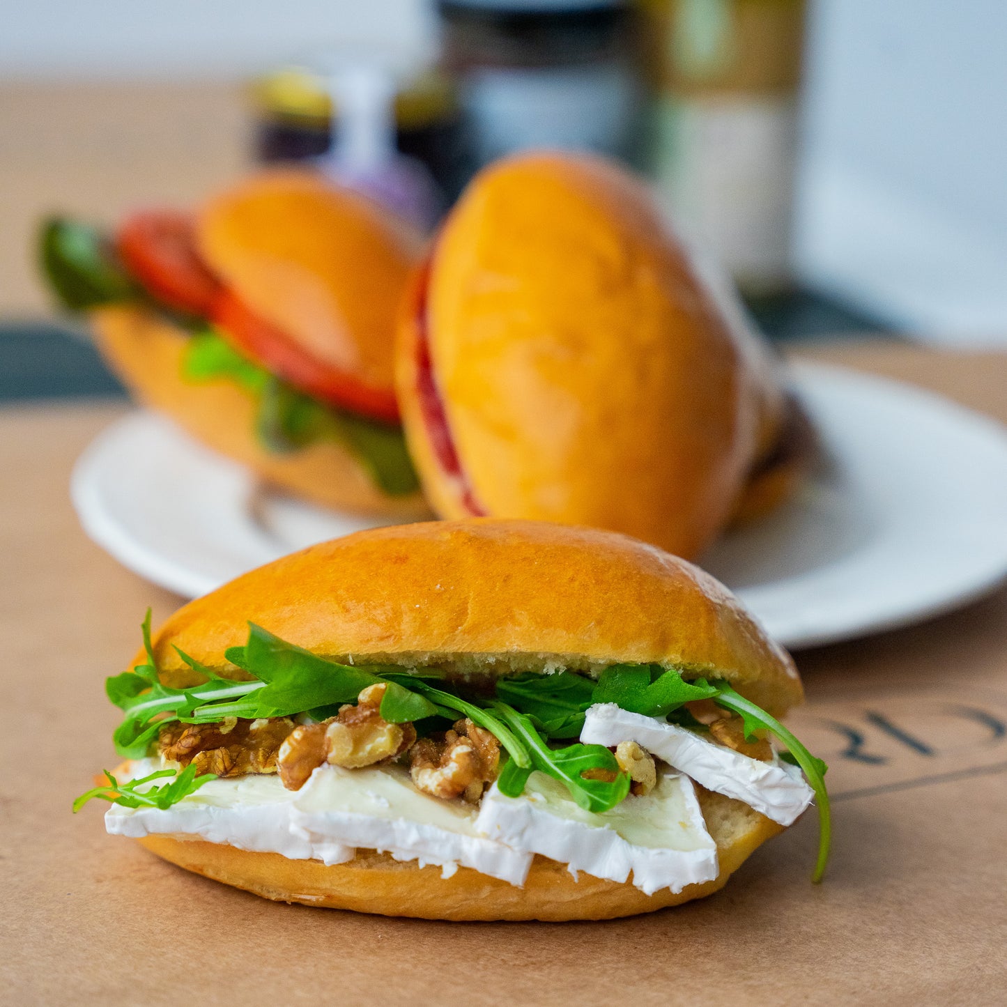 Belgian sandwiches filled with fresh lettuce, wallnuts and cheese, perfect for a light meal.