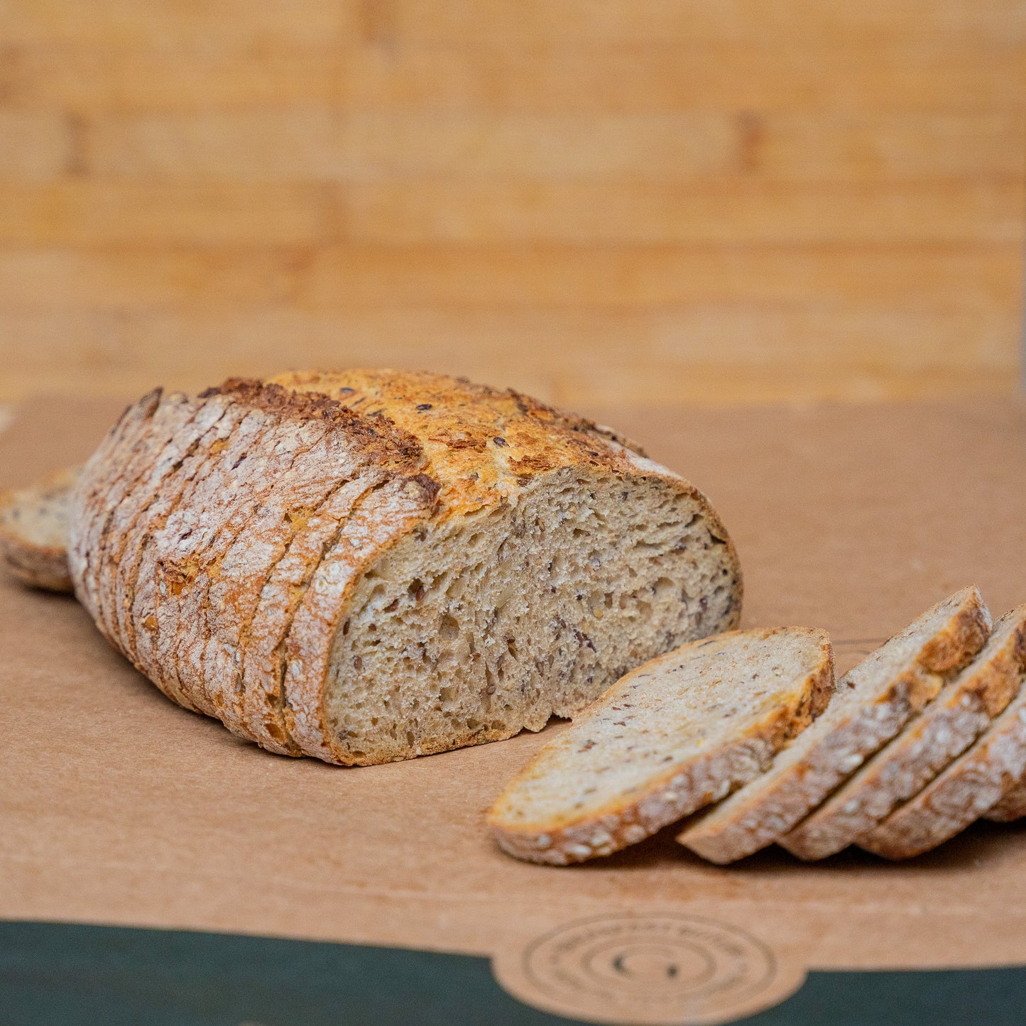 Artisan multiseed sourdough bread, sliced and ready to enjoy for breakfast or lunch